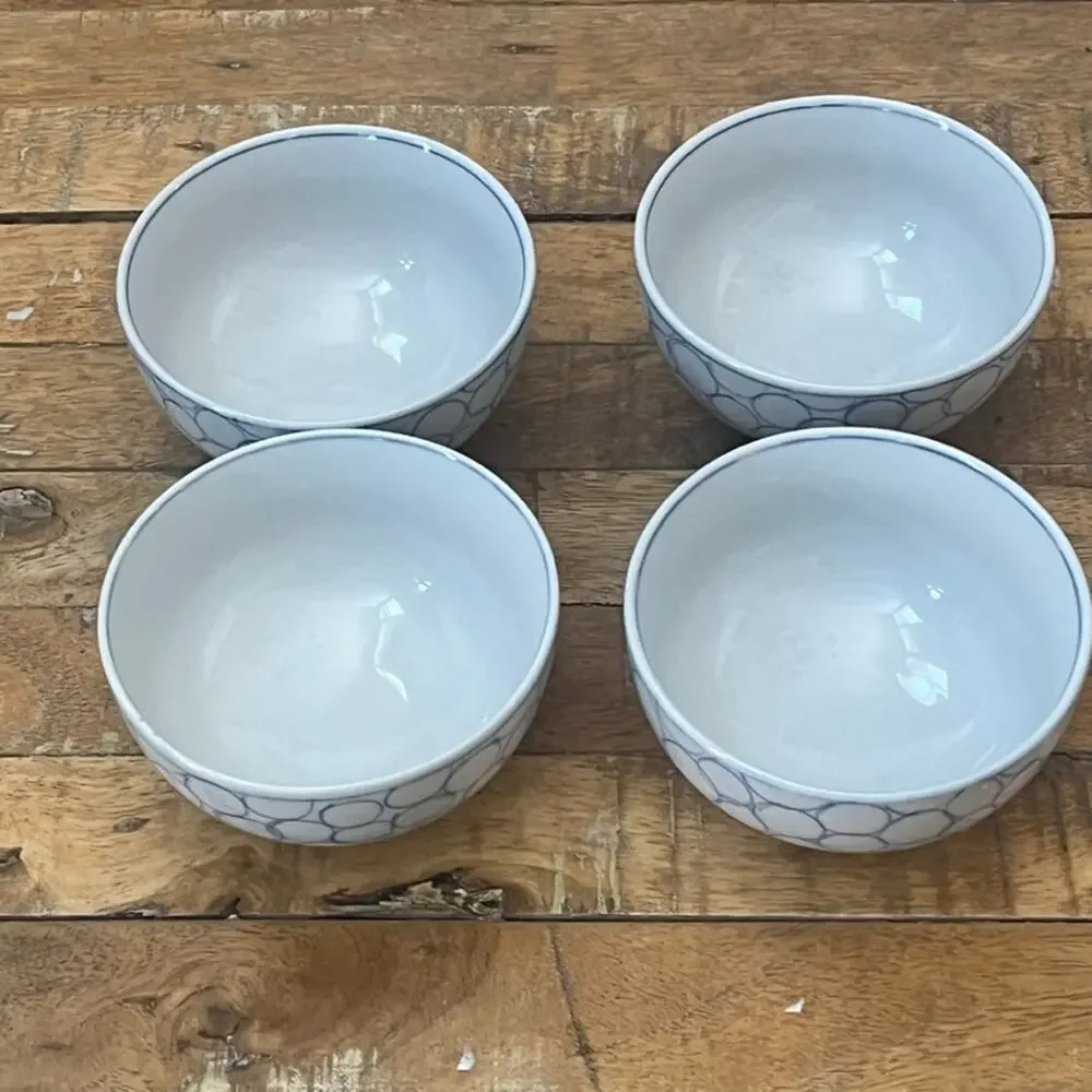 IKEA Blue Bubbles Ceramic Bowl Set of 4 4.4